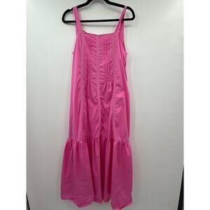 Strut & Bolt Pink Sleeveless Midi Dress Med Lace Panel Ruffle Hem Lined Romantic